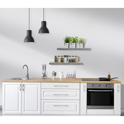 Set of 3 Sorbus Rectangle Floating Shelves with Invisible Brackets - for Bedroom, Kitchen Decor, Bathroom Shelves (Gray White)