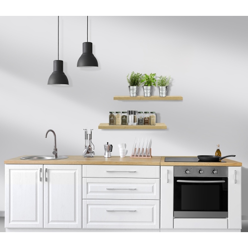 Ensemble de 3 tablettes flottantes rectangulaires Sorbus avec supports invisibles pour la chambre, la cuisine, les tablettes de salle de bain (érable)