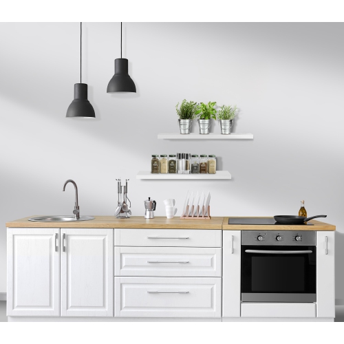 Set of 3 Sorbus Rectangle Floating Shelves with Invisible Brackets - for Bedroom, Kitchen Decor, Bathroom Shelves (White)