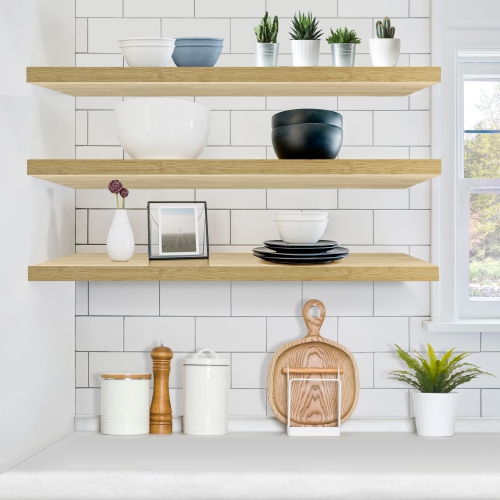 Ensemble de 3 tablettes murales flottantes Sorbus de 47 x 9,25 po – Rangement élégant et fonctionnel