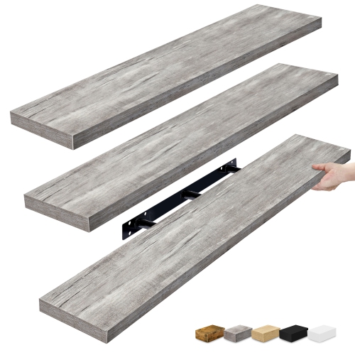 Sorbus 3 Pack 47 x 9.25 Inch Wall Mounted Floating Shelves - Stylish and Functional Storage