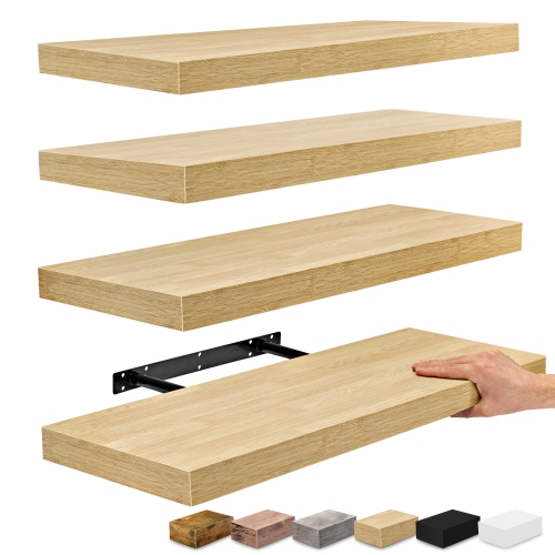 Sorbus 24 x 9 Inch 4 Pack Wall Mounted Floating Wood Shelves - for Bedroom, Kitchen, Living Room, Bathroom