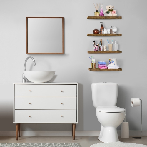 Sorbus 24 x 9 Inch 4 Pack Wall Mounted Floating Wood Shelves - for Bedroom, Kitchen, Living Room, Bathroom