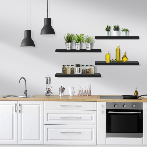 Sorbus 24 x 9 Inch 4 Pack Wall Mounted Floating Wood Shelves - for Bedroom, Kitchen, Living Room, Bathroom