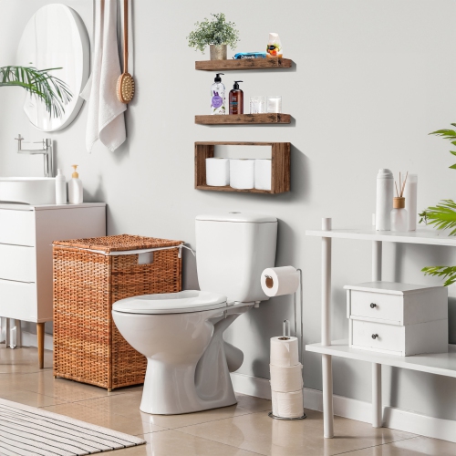 2 tablettes flottantes Sorbus avec supports invisibles et 1 boîte rectangulaire