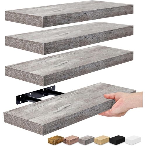Ensemble de 4 tablettes murales flottantes Sorbus pour ranger et exposer des objets décoratifs, des objets décoratifs et d'autres objets précieux