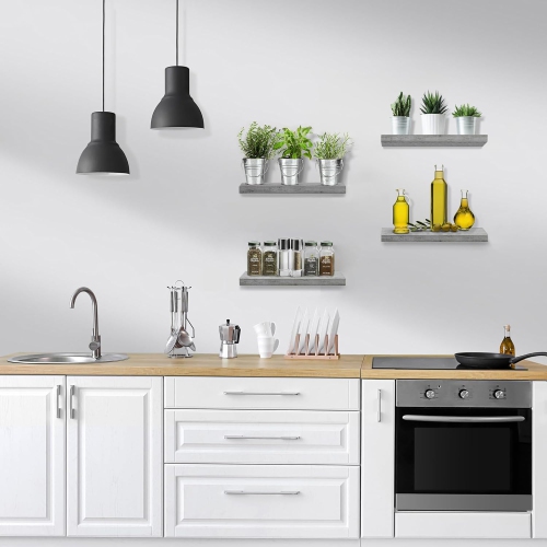 Ensemble de 4 tablettes murales flottantes Sorbus pour ranger et exposer des objets décoratifs, des objets décoratifs et d'autres objets précieux