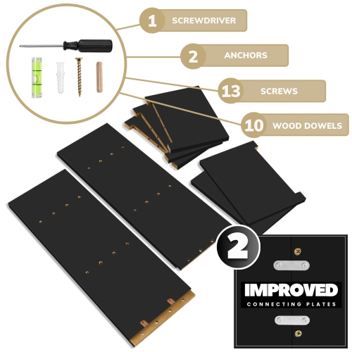 Étagère murale flottante à 5 niveaux avec crochets Sorbus, paquet de 2 - Décoration et rangement