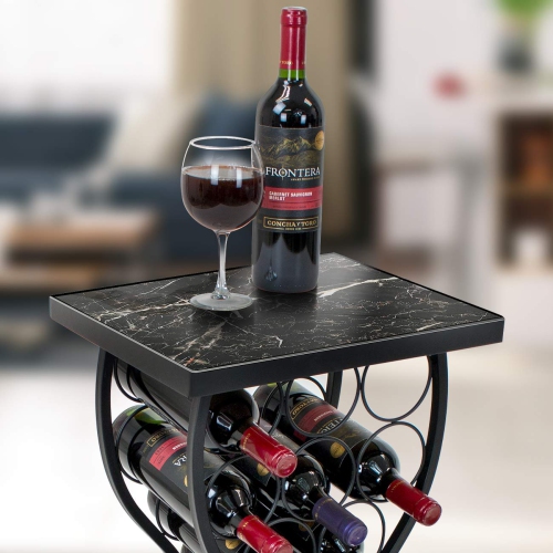 Sorbus Wine Rack Table - Stylish Storage for 11 Bottles with Faux Marble Top & Conversation-Starting Design