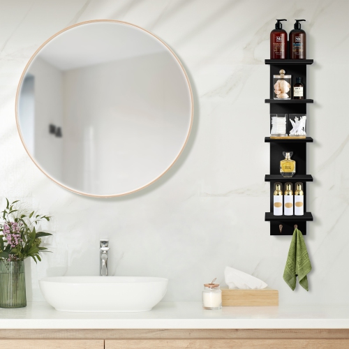 Étagère murale flottante à 5 niveaux avec crochets Sorbus - Décoration intérieure et rangement