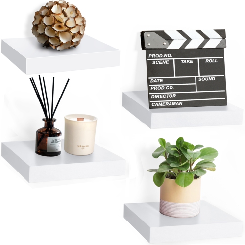 Sorbus 9 Inch 4 Pack Wall Mounted Floating Square Shelves - for Bedroom, Kitchen, Living Room, Bathroom