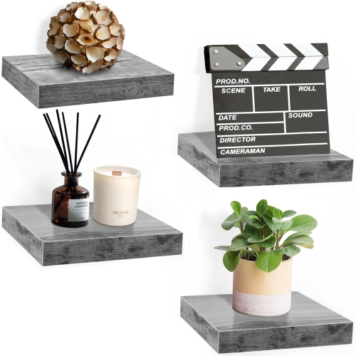 Sorbus 9 Inch 4 Pack Wall Mounted Floating Square Shelves - for Bedroom, Kitchen, Living Room, Bathroom