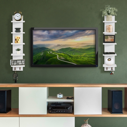 Étagère murale flottante à 5 niveaux avec crochets Sorbus, paquet de 2 - Décoration et rangement