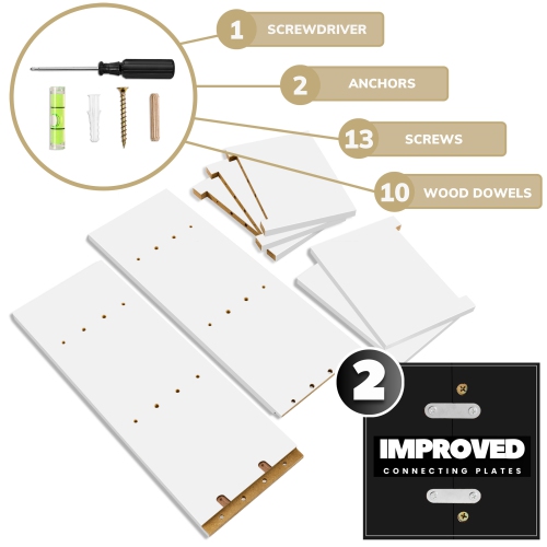 Étagère murale flottante à 5 niveaux avec crochets Sorbus, paquet de 2 - Décoration et rangement