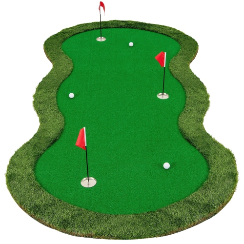 Tapis d'entraînement de golf professionnel de 5 x 10 pi avec 3 trous et balles de golf pour la maison de Costway