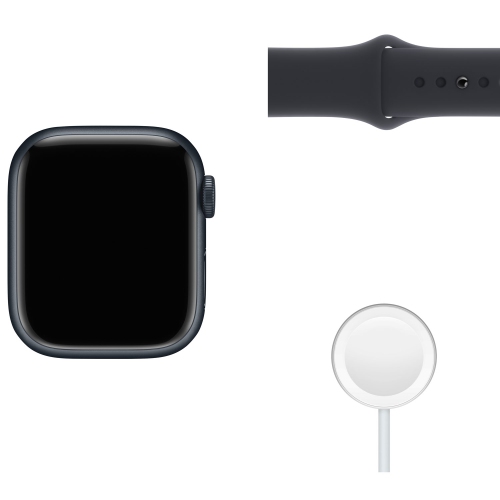 Boîte ouverte - Apple Watch Series 7 avec boîtier en aluminium minuit et bracelet sport minuit de 41 mm