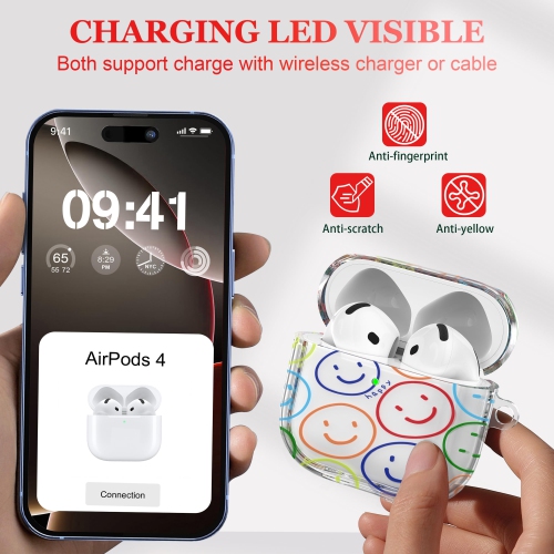 for AirPods 4th Generation Case Cover 2024, Military-Grade Shockproof, Soft TPU Highly Transparent Anti-Yellowing for AirPods 4 Case with Cleaning
