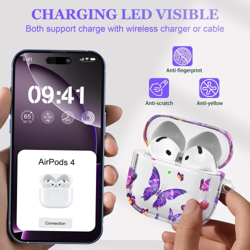 Pour AirPods 4ᵉ 2024, étui antichoc de qualité militaire, TPUR souple très transparent anti-jaunissement pour AirPods 4 Étui avec trousse de