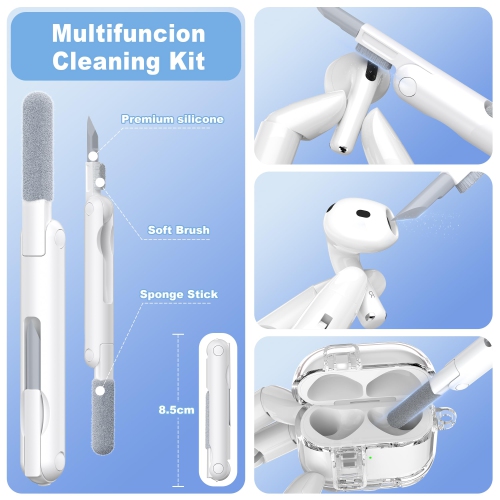 for AirPods 4th Generation Case Cover 2024, Military-Grade Shockproof Transparent Anti-Yellowing, Charging Port Dust-Proof & Cleaning Kit for AirPods