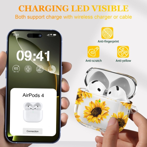 for AirPods 4th Generation Case Cover 2024, Military-Grade Shockproof, Soft TPU Highly Transparent Anti-Yellowing for AirPods 4 Case with Cleaning