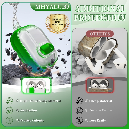 for AirPods 4th Generation Case 2024 with Bright Plated Bezel and Switches, Military-Grade Shockproof Transparent Anti-Yellowing for AirPods 4 Cover,