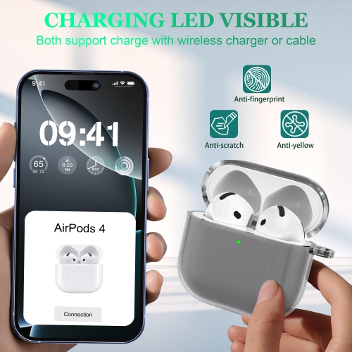 for AirPods 4th Generation Case Cover 2024, Military-Grade Shockproof, Soft TPU Highly Transparent Anti-Yellowing for AirPods 4 Case with Cleaning