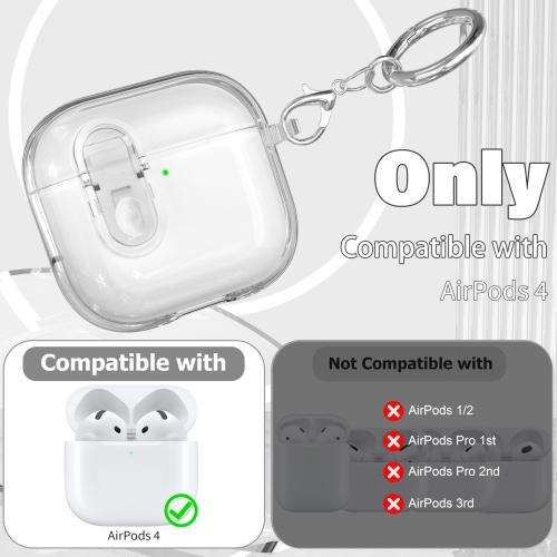 for AirPods 4th Generation Case Cover 2024, Military-Grade Shockproof, Soft TPU Highly Transparent Anti-Yellowing for AirPods 4 Case with Cleaning