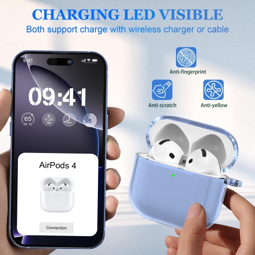 for AirPods 4th Generation Case Cover 2024, Military-Grade Shockproof, Soft TPU Highly Transparent Anti-Yellowing for AirPods 4 Case with Cleaning