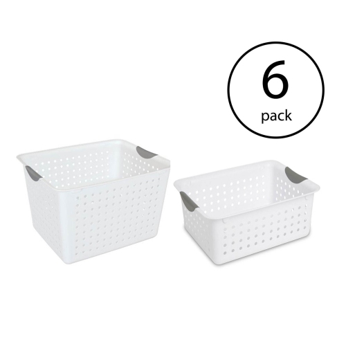 Sterilite Deep & Medium Ultra Plastic Storage Bin Organizer Basket Pair
