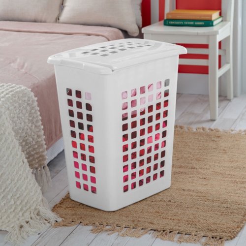 Sterilite Rectangular LiftTop Plastic Clothes Laundry Hamper Bin w/ Lid