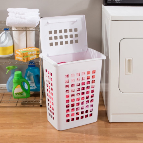 Sterilite Rectangular LiftTop Plastic Clothes Laundry Hamper Bin w/ Lid