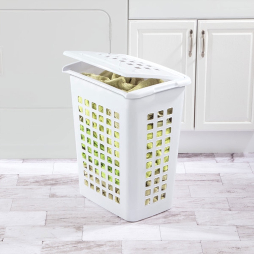 Sterilite Rectangular LiftTop Plastic Clothes Laundry Hamper Bin w/ Lid