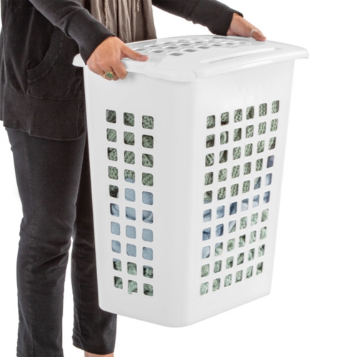 Sterilite Rectangular LiftTop Plastic Clothes Laundry Hamper Bin w/ Lid