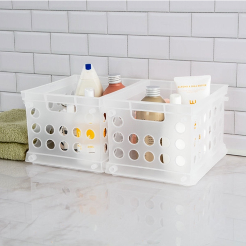 Sterilite Convenient Mini Square Small Storage Organizing Crate, Clear