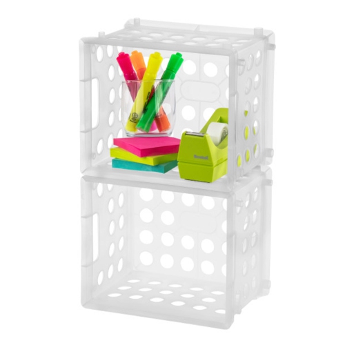 Sterilite Convenient Mini Square Small Storage Organizing Crate, Clear