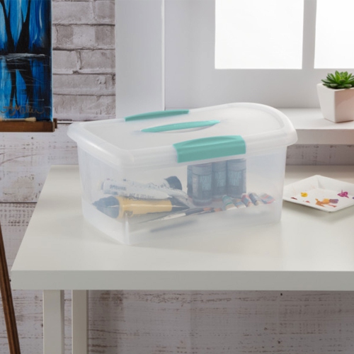 Sterilite 18748606 Medium Nesting ShowOffs Clear File Box w/ Latches