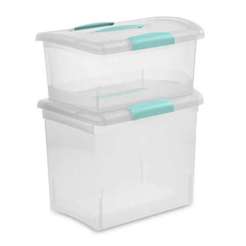 Sterilite 18748606 Medium Nesting ShowOffs Clear File Box w/ Latches