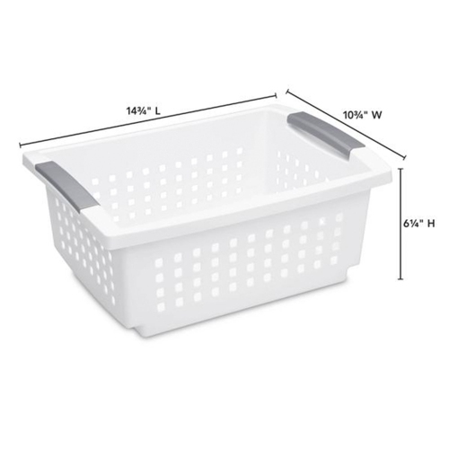 Sterilite Medium Plastic Stackable Storage Organizer Basket Bin, White