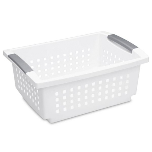 Sterilite Medium Plastic Stackable Storage Organizer Basket Bin, White