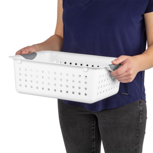 Sterilite Medium Ultra Plastic Storage Organizer Basket with Handles,