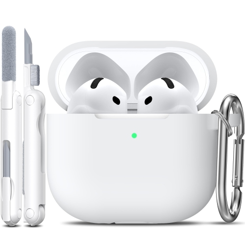 Pour les AirPods, étui 4ᵉ Generation avec trousse de nettoyage, étui en silicone souple avec porte-clés, étui de protection complet, compatible avec