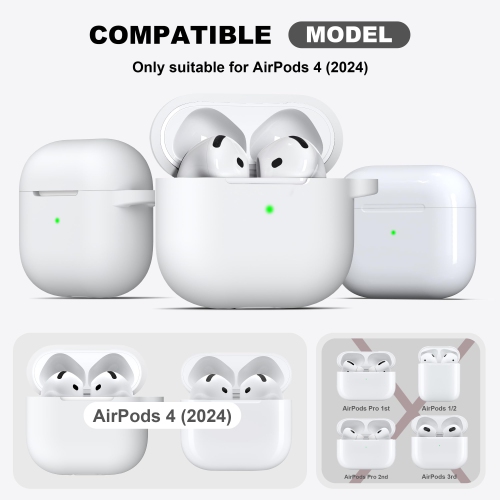 Pour les AirPods, étui 4ᵉ Generation avec trousse de nettoyage, étui en silicone souple avec porte-clés, étui de protection complet, compatible avec