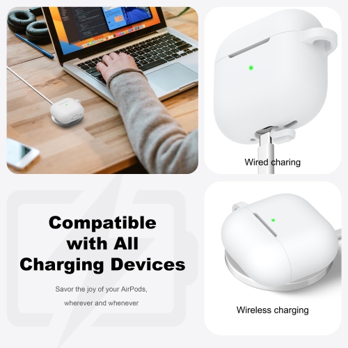 Pour les AirPods, étui 4ᵉ Generation avec trousse de nettoyage, étui en silicone souple avec porte-clés, étui de protection complet, compatible avec