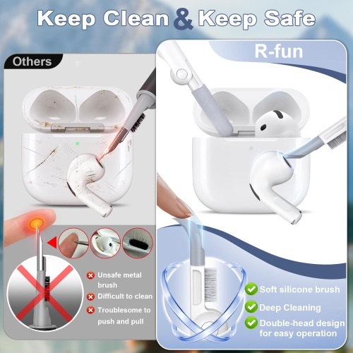 Pour les AirPods, étui 4ᵉ Generation avec trousse de nettoyage, étui en silicone souple avec porte-clés, étui de protection complet, compatible avec