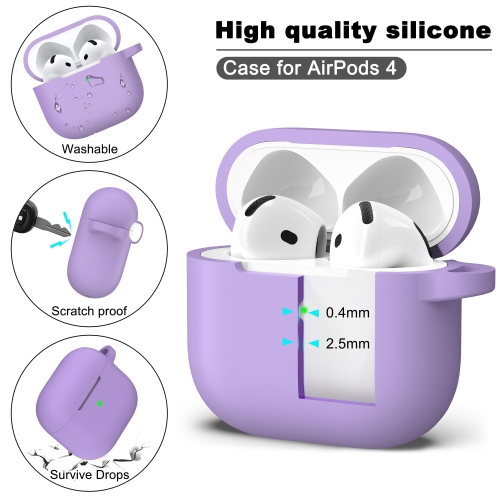 for Airpods 4th Generation Case Cover with Cleaner Kit, Soft Silicone Casewith Keychain, Full Protective Case for,Compatible with Apple Latest