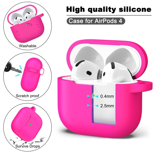 Pour les AirPods, étui de génération 4ᵉ avec trousse de nettoyage, étui en silicone souple avec porte-clés, étui de protection complet, compatible