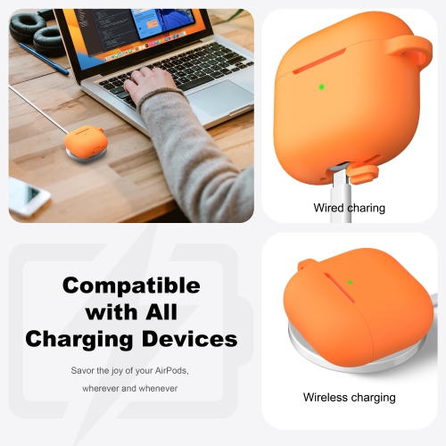 Pour les AirPods, étui 4ᵉ Generation avec trousse de nettoyage, étui en silicone souple avec porte-clés, étui de protection complet, compatible avec