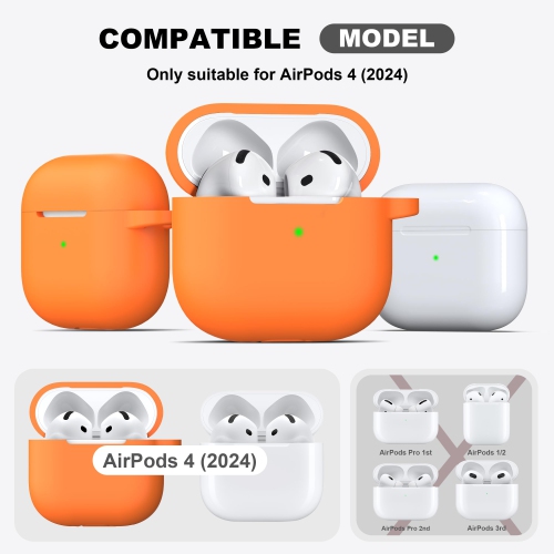 Pour les AirPods, étui 4ᵉ Generation avec trousse de nettoyage, étui en silicone souple avec porte-clés, étui de protection complet, compatible avec