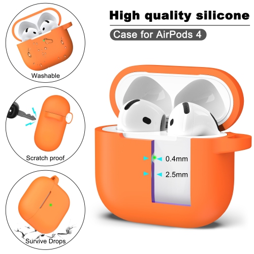 Pour les AirPods, étui 4ᵉ Generation avec trousse de nettoyage, étui en silicone souple avec porte-clés, étui de protection complet, compatible avec
