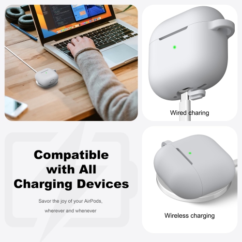 Pour les AirPods, étui de génération 4ᵉ avec trousse de nettoyage, étui en silicone souple avec porte-clés, étui de protection complet, compatible